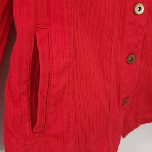 Coldwater Creek short cropped Jacket Womens Petite 4 Red Casual Button U… - Picture 9 of 15